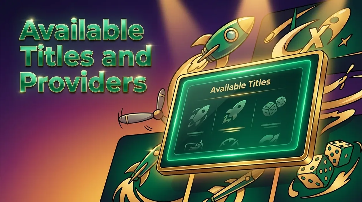 Vibrant crash game icons and titles on a golden emerald screen.
